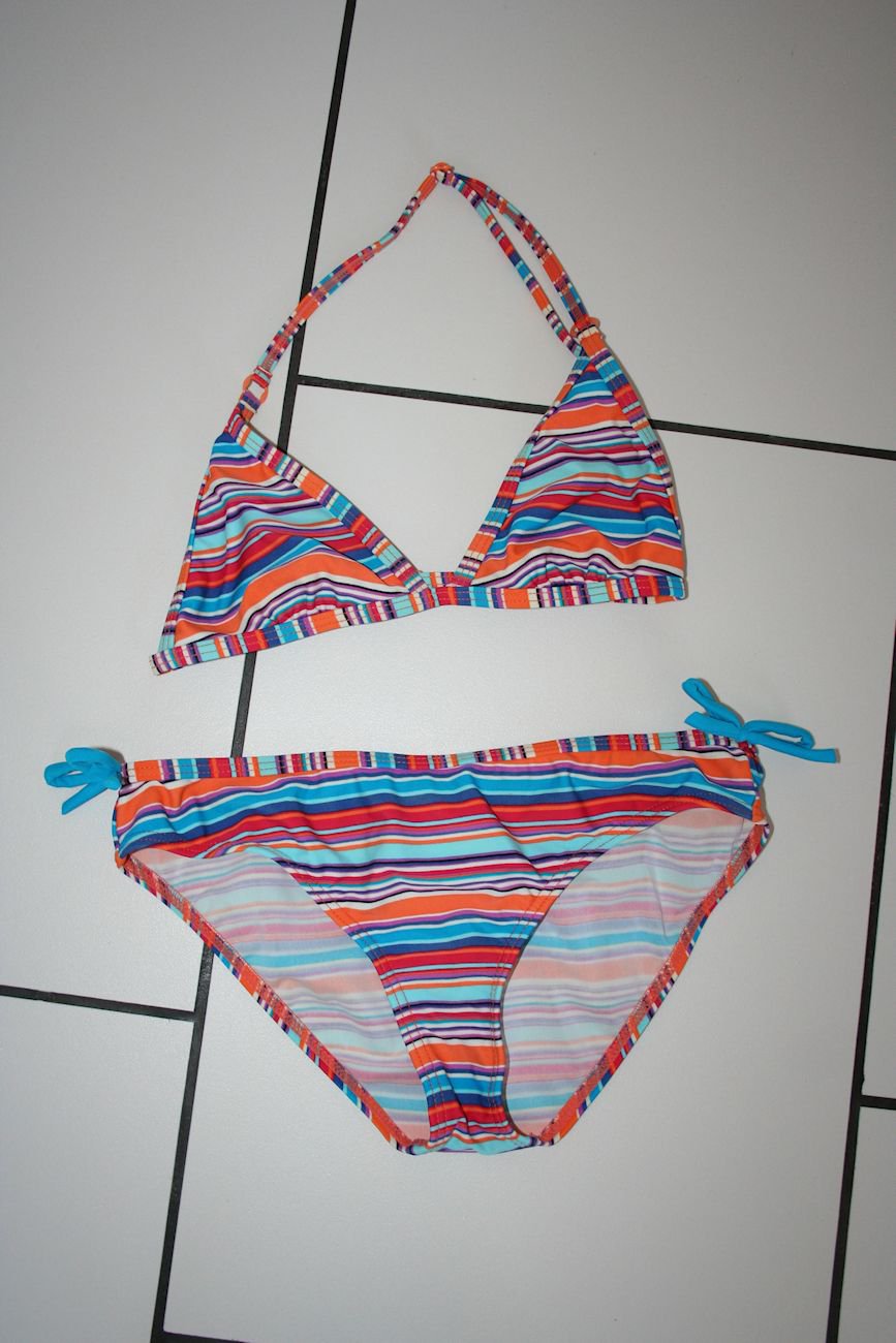 bunt gestreifter Bikini Gr.140 - Firefly - (sehr) gut - Mädchen - orange