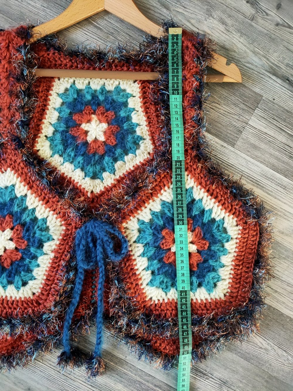 Weste Hippie Unikat Wolle Mohair M/L bunt neu 