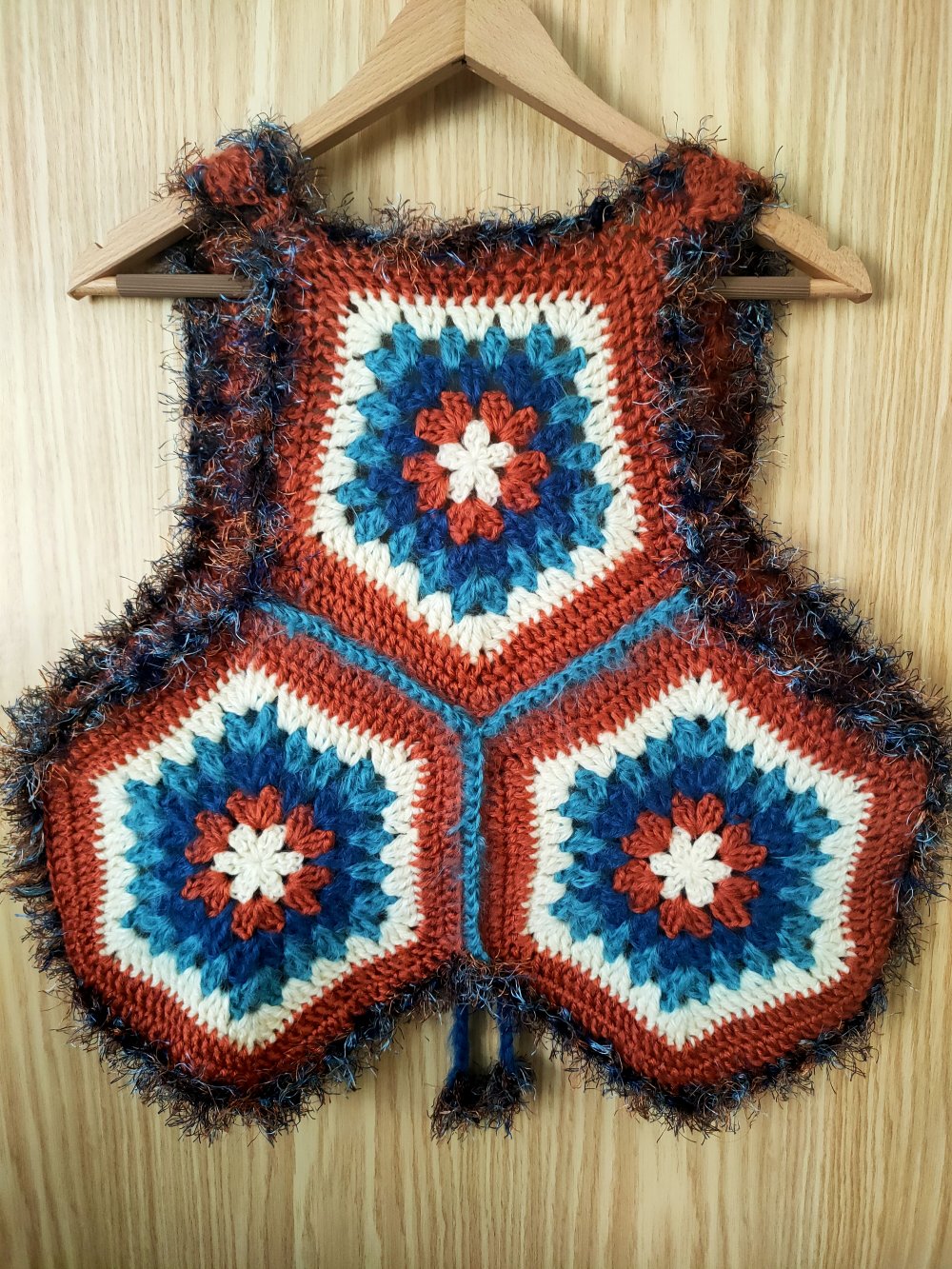 Weste Hippie Unikat Wolle Mohair M/L bunt neu 