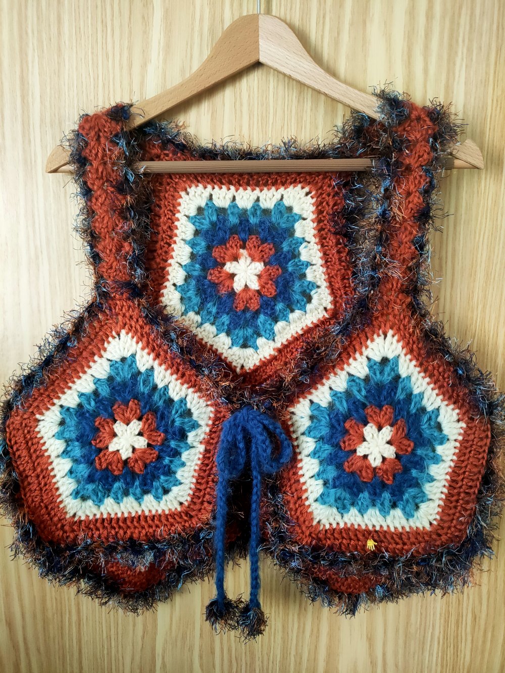 Weste Hippie Unikat Wolle Mohair M/L bunt neu 