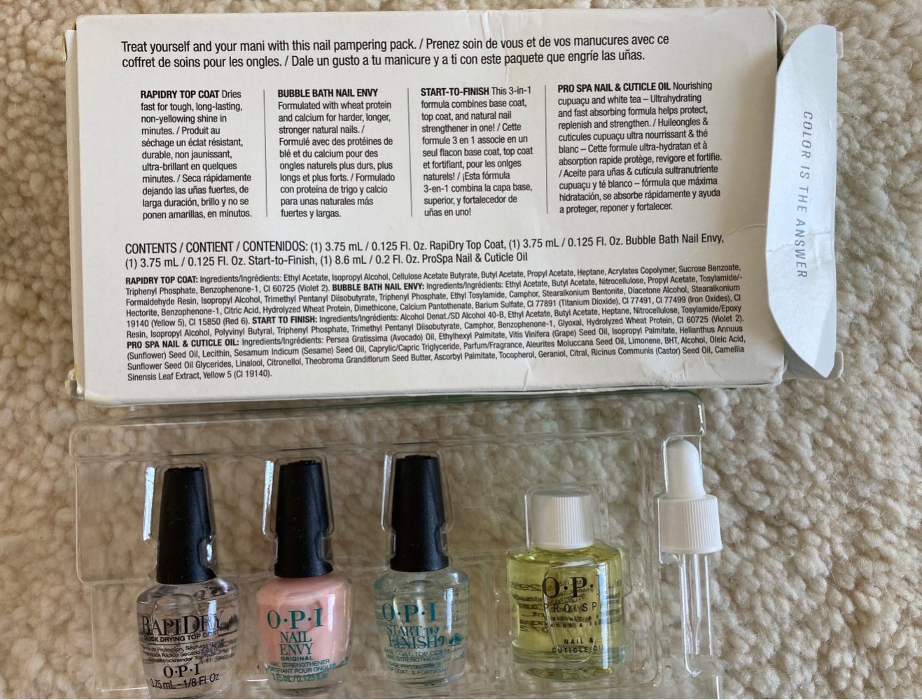 Opi Nagellack Set Top coat rapid dry bubble bath cuticle oil