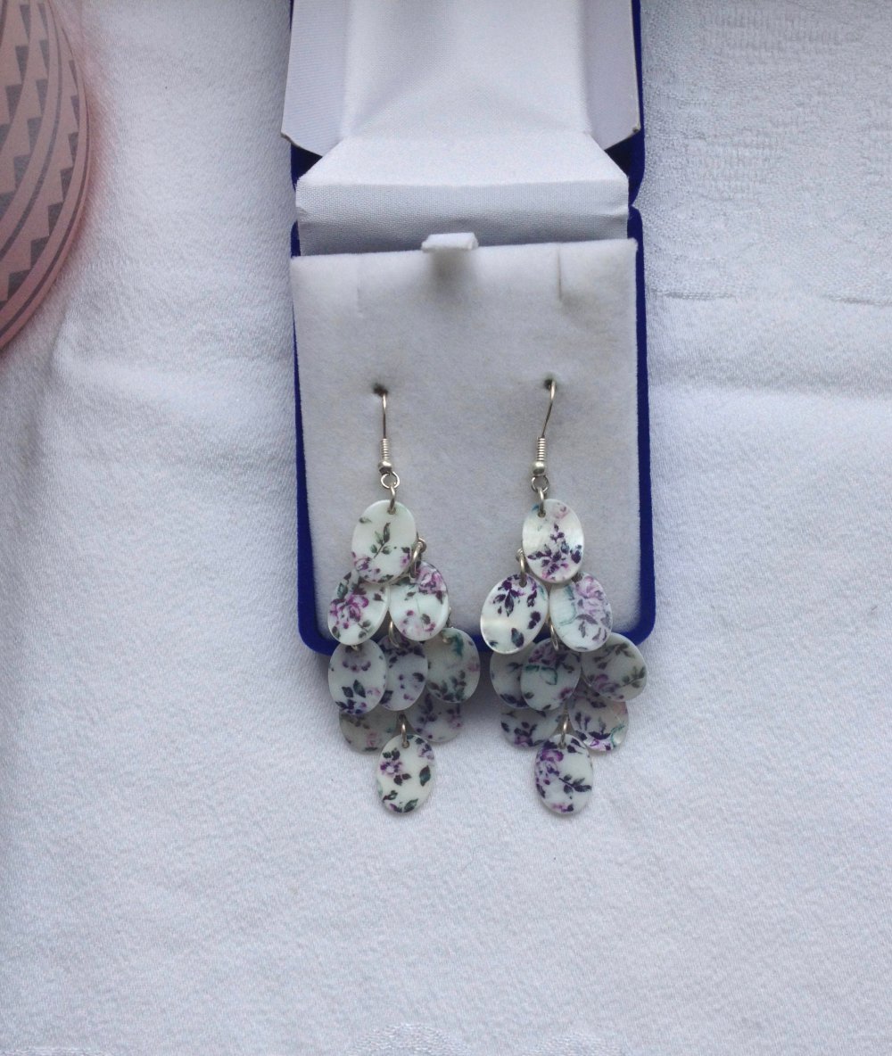 Große romantische Ohrringe mit Blümchenmuster zum Hängen von Six