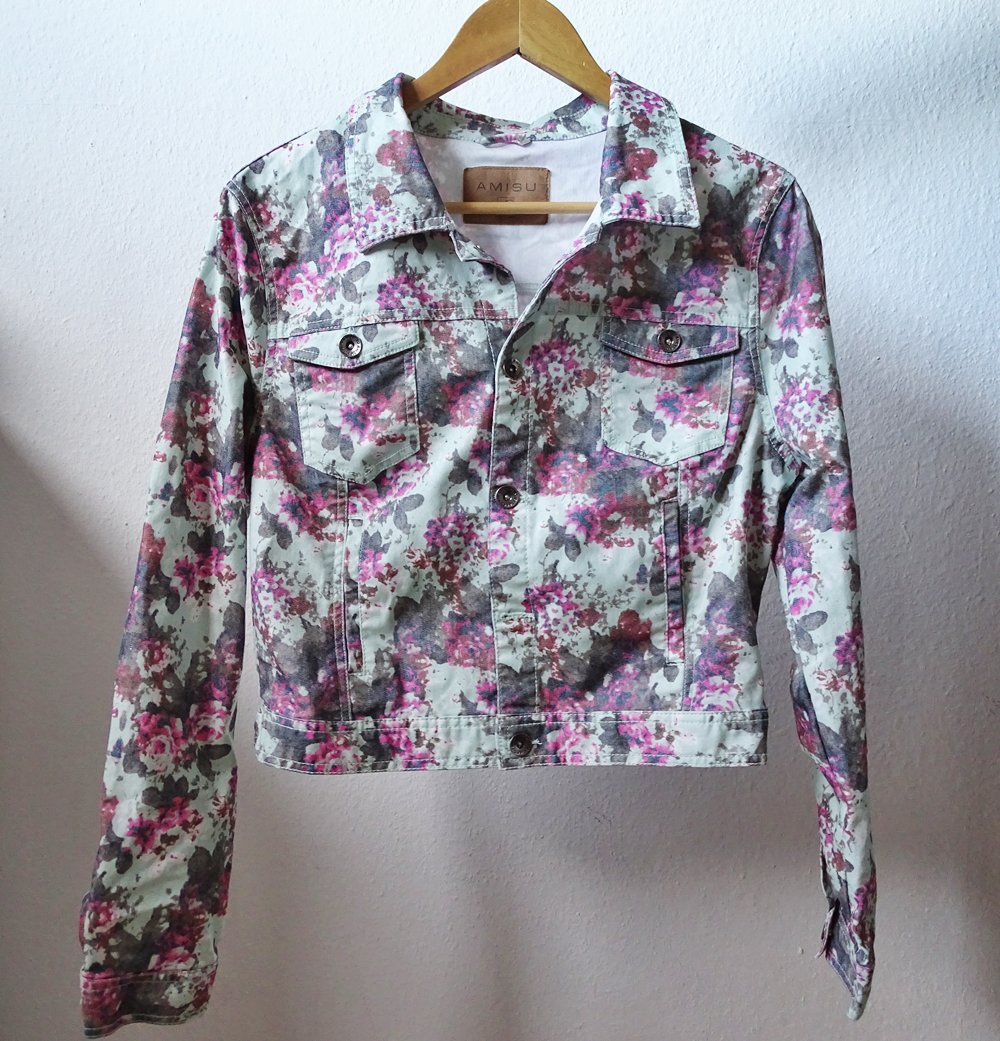 Jeansjacke Blumen mint 42