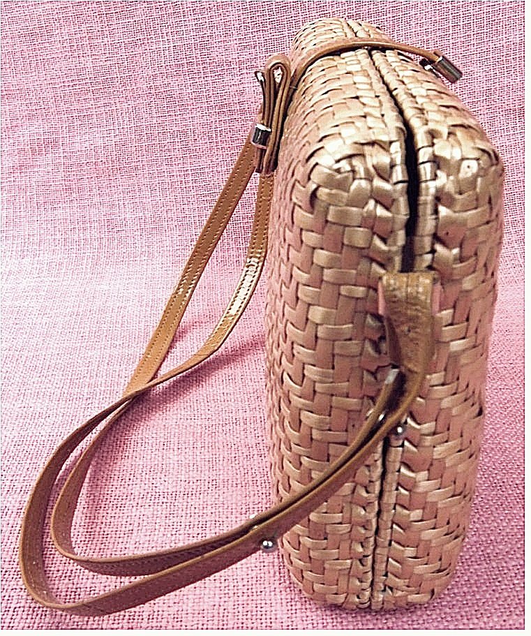 RODO Pochette Design Damen-Tasche , Bast-geflochten - maisfarbig