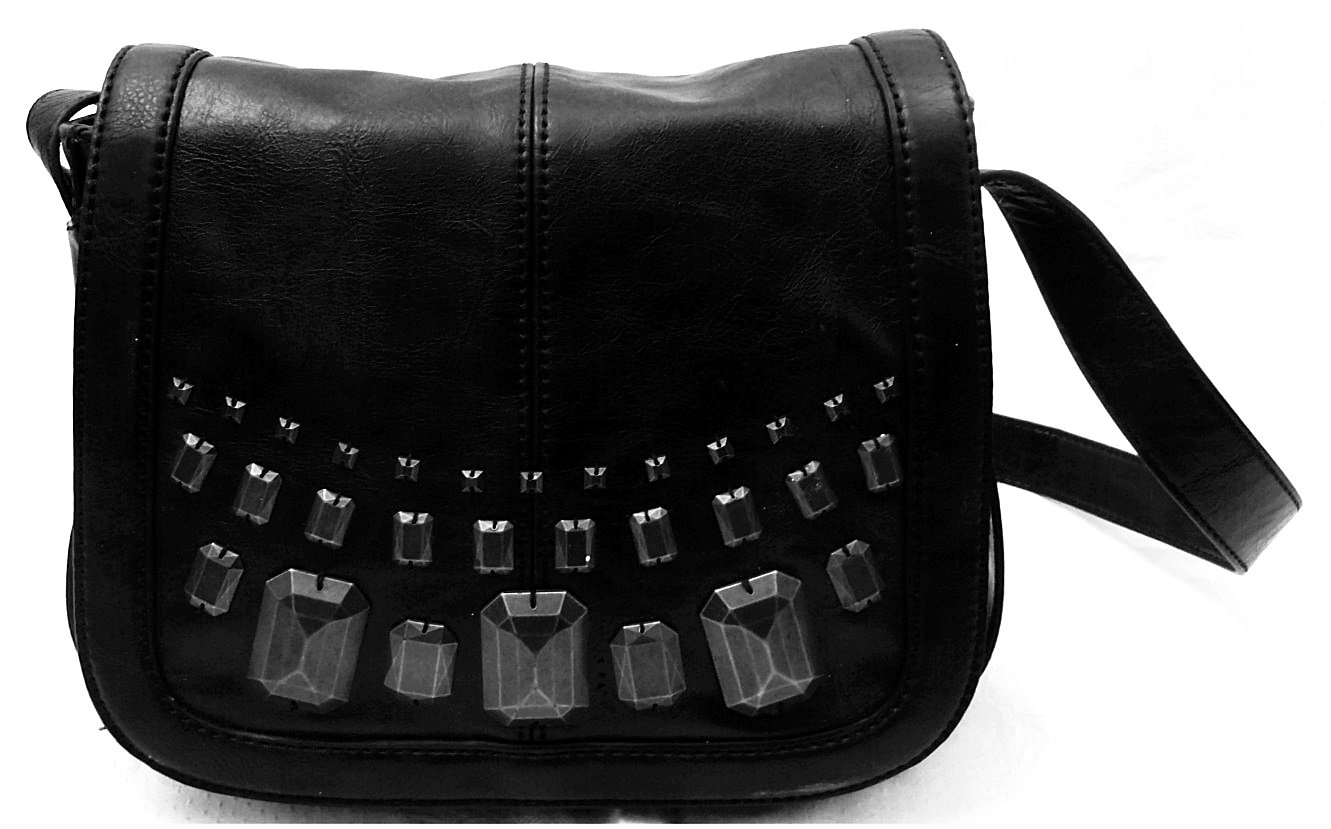 Esprit Damen-Umhänge-Tasche - schwarz mit Metallbesatz