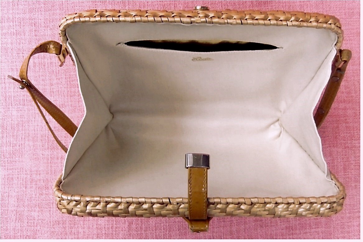 RODO Pochette Design Damen-Tasche , Bast-geflochten - maisfarbig