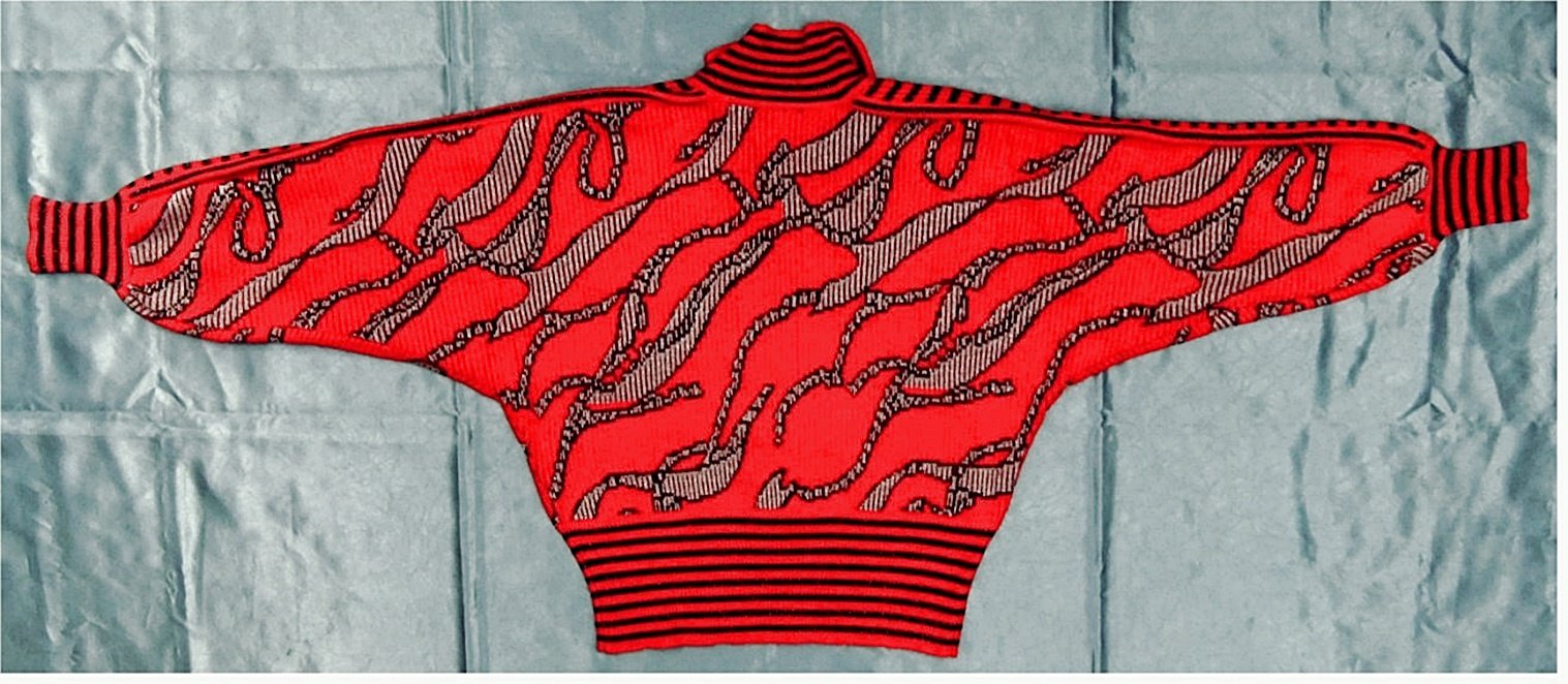 Kragen-Pullover von C&A Sixth Sense - Mit Flügelarmen - rot mit Glizterapplikationen - Größe 44 /46