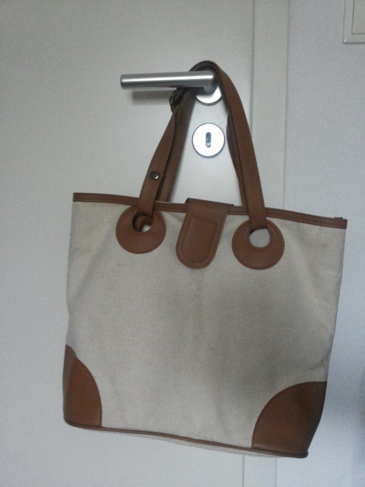 Große Tasche Shopper aus leinenartigem Stoff