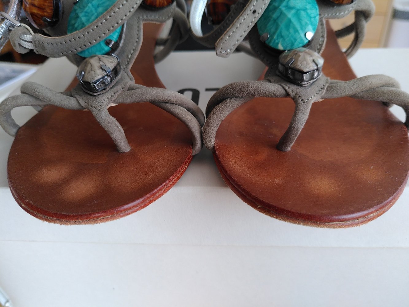 Echtleder Sandalen mit Steinen von Bibi Lou - Gr. 36/37