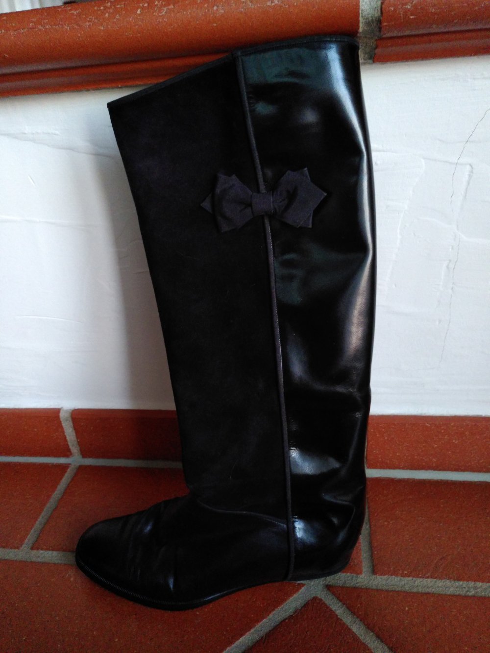 Flache Stiefel Echtleder mit Schleife *echt vintage*