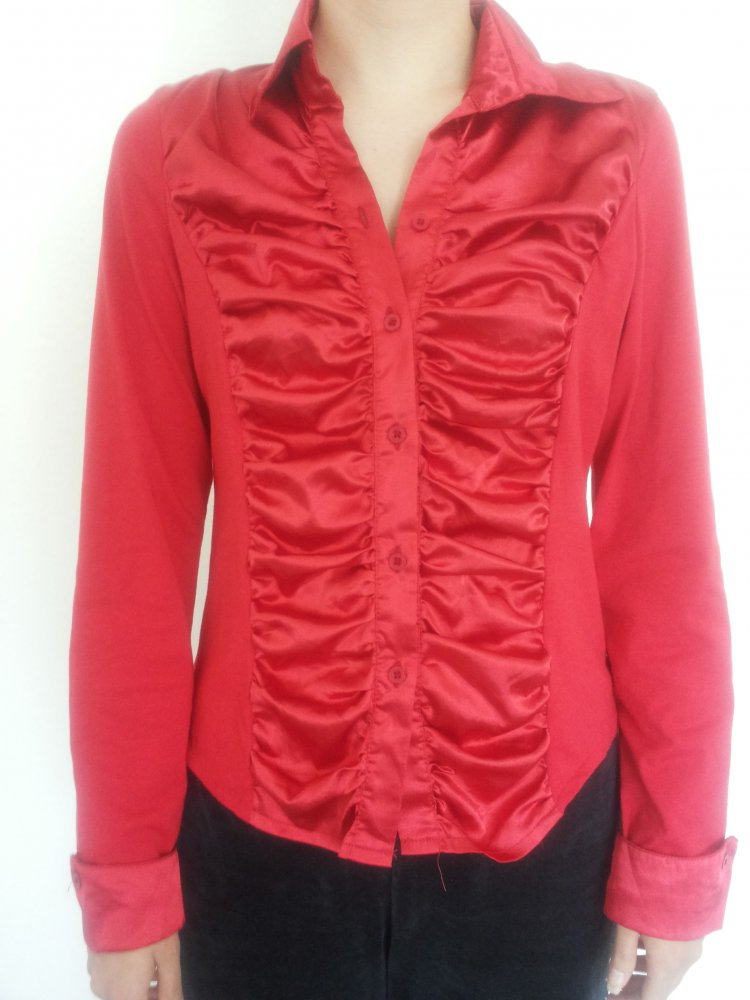 Bluse mit Satineinsätzen, Gr. L (fällt kleiner aus)