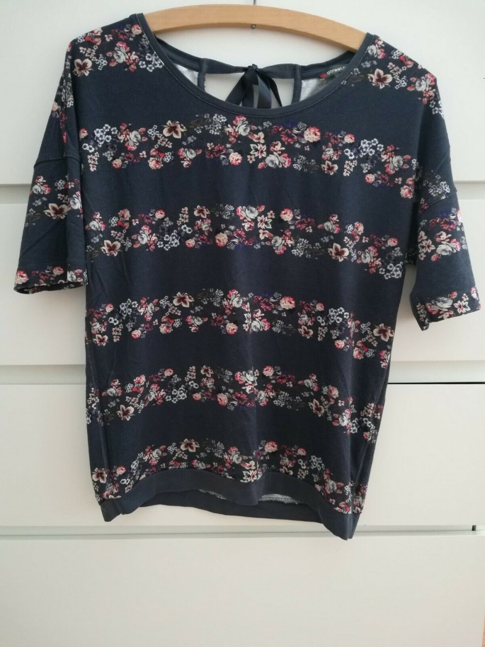 Street One Blumen Print Tshirt Gr. 36 S oder 38 40 M dunkelblau