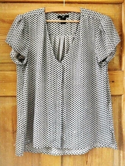 H&M Bluse gemustert schwarz weiß Gr. 34 XS 36 S