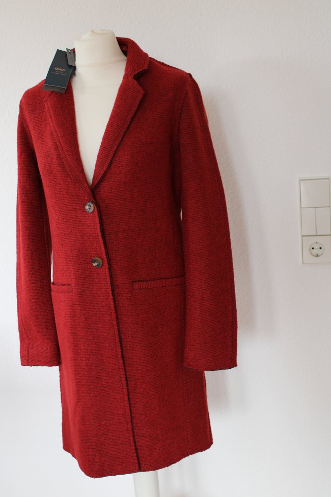 Only dunkelroter Mantel Gr. 36 S elegant chic klassisch zeitlos