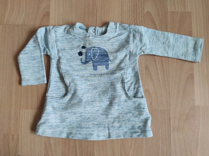 Bellybutton Kleid Gr. 56 - 62 grau mit Elefant Mädchen Bio Öko