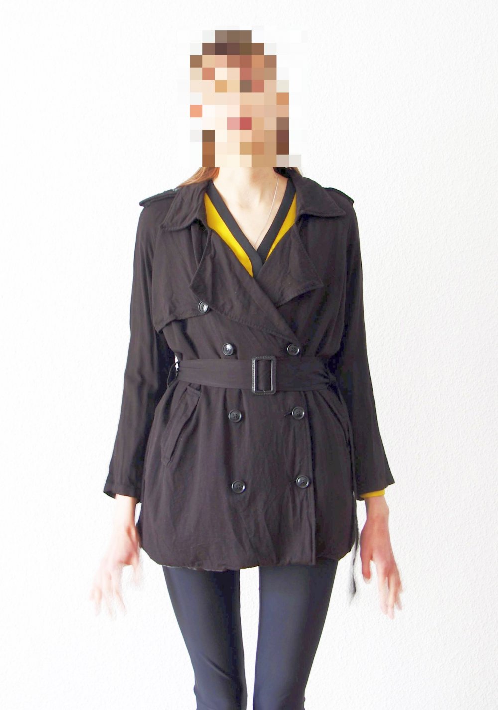 Lässiger Kurzmantel Gr. M 38 40 retro Zweireiher Trenchcoatstyle elegant Jacke Business