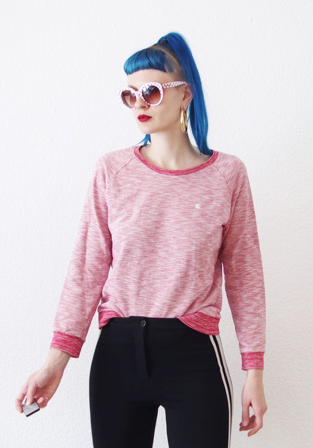 Kuscheliger Carhartt Pullover (NP 80€) Gr. M S rot weiß Technobarbie Festival 90er y2k