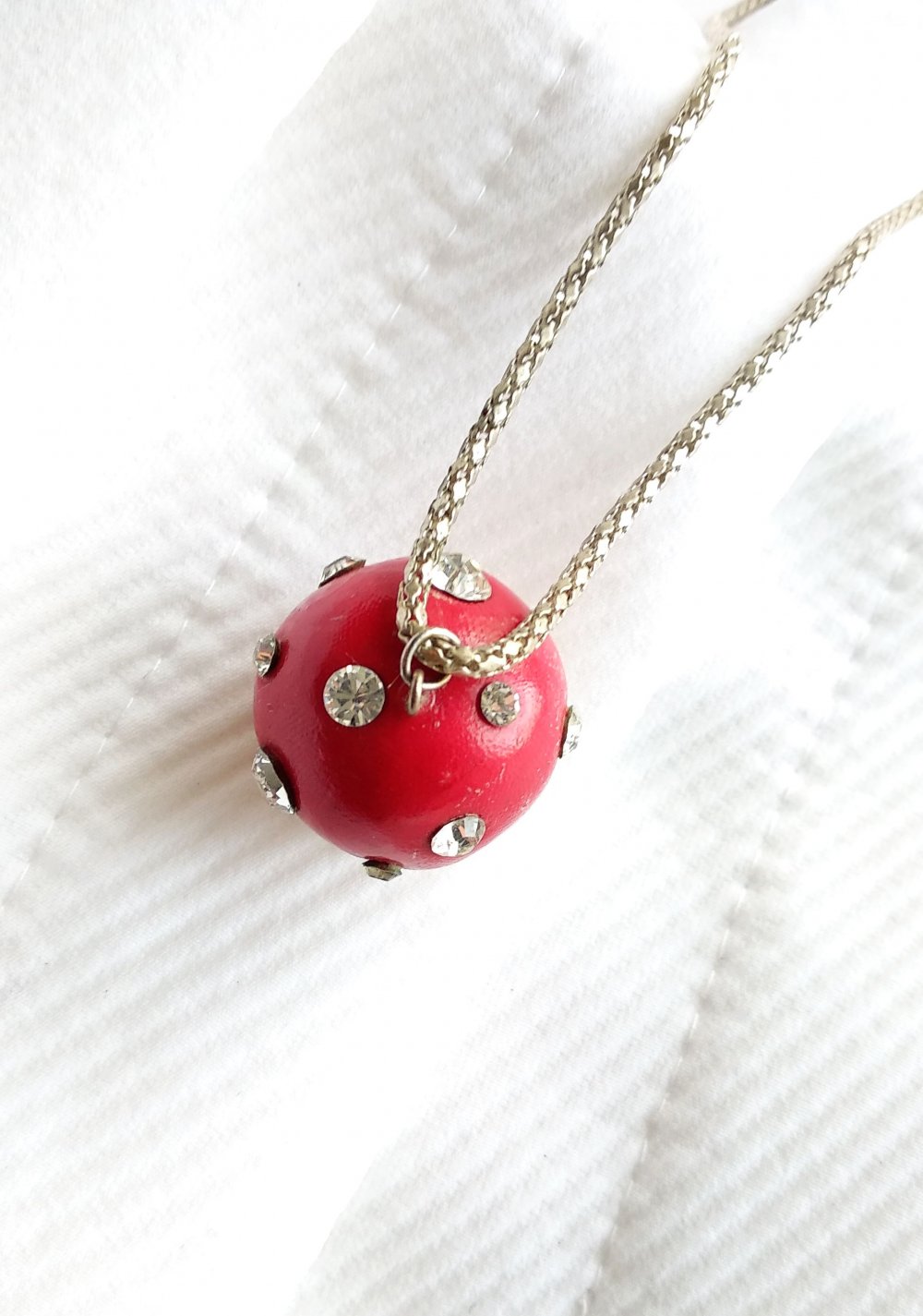 Großartiger Mario Kart Turbo-Pilz Anhänger rot silber Strasssteine glänzend retro Technopinup Burlesque