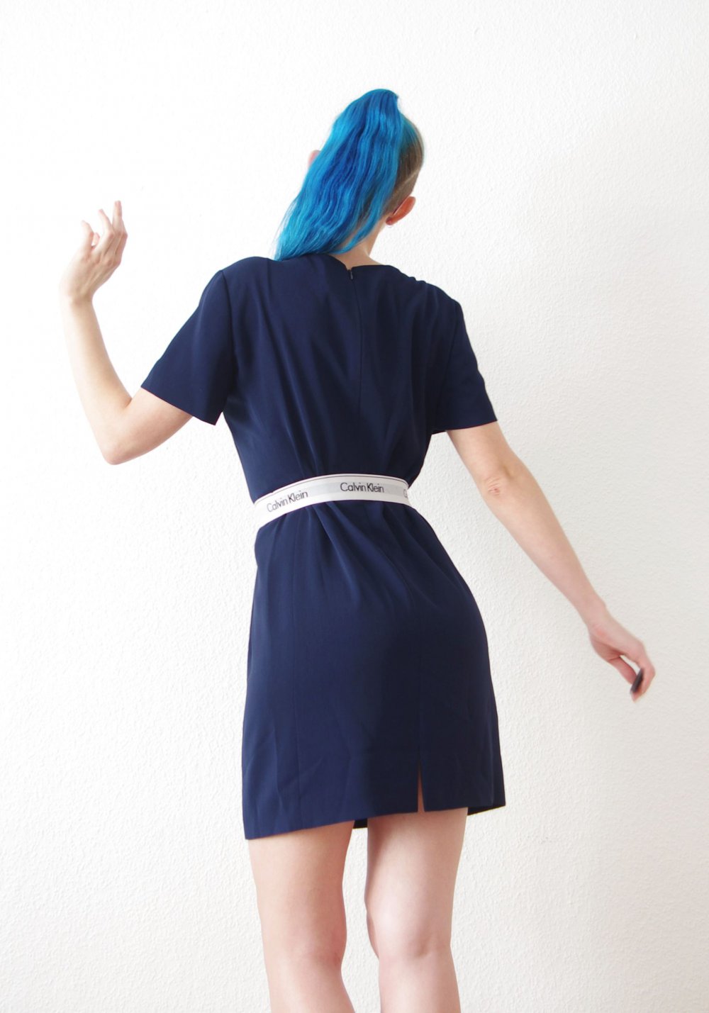 Elegantes dunkelblaues Etuikleid Gr. 40 42 M Business retro chic