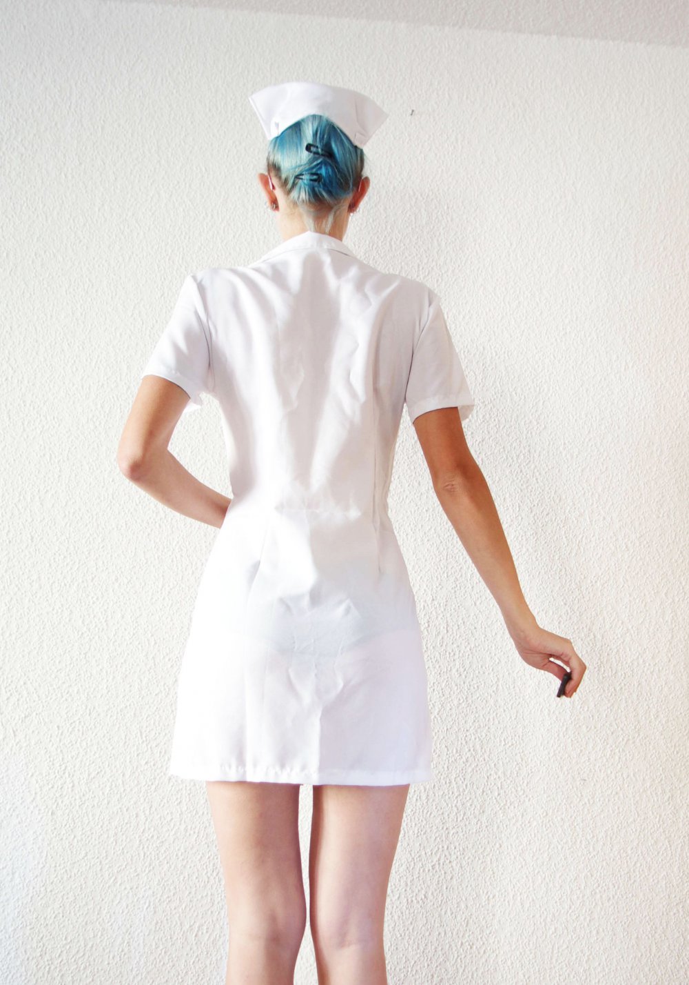 Cooles Krankenschwesternoutfit Gr. M L 40 42 weiß rot 2teilig Halloween Karneval