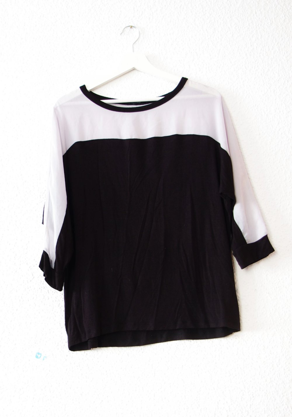 Teiltransparentes Shirt Gr. S M 36 38 oversized Chiffon Colorblocking Nasty Gal