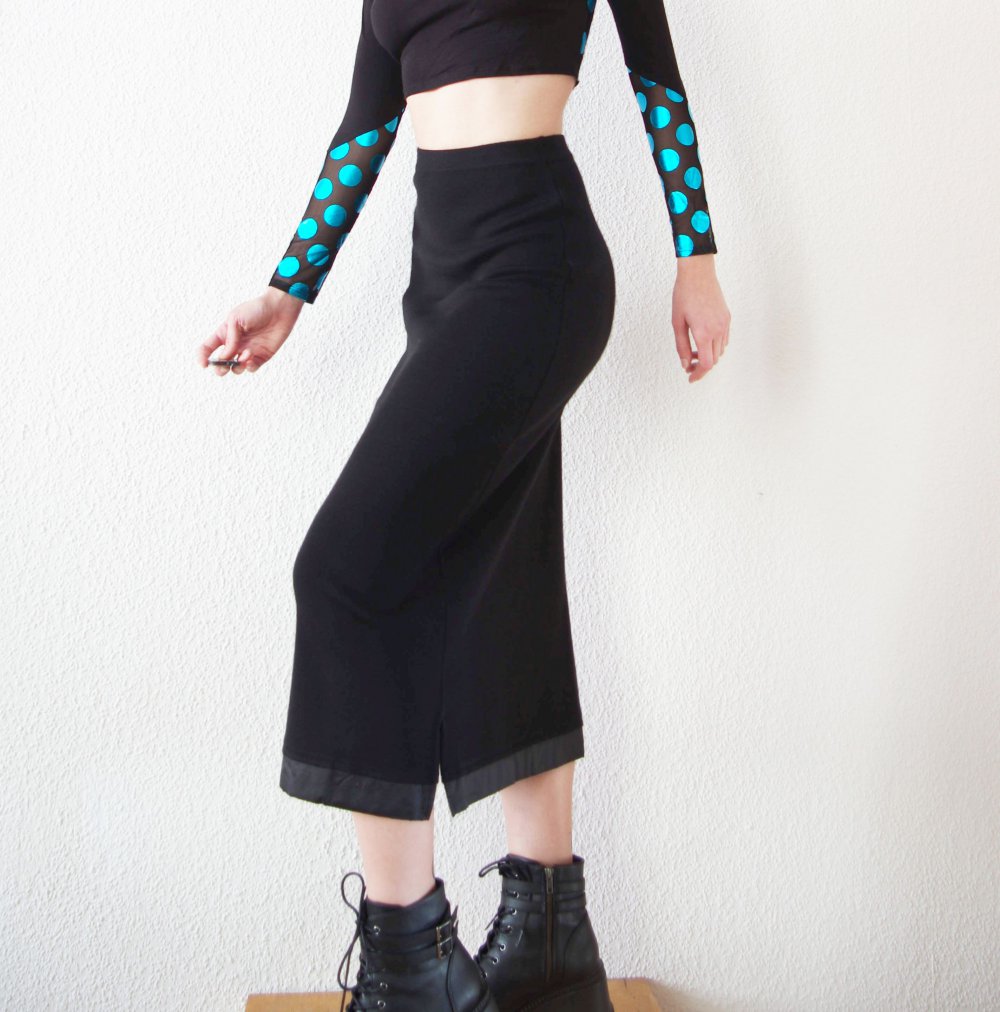 Großartiger schwarzer Maxirock Gr. S 34 36 38 M Merionwolle knöchellang highwaist 