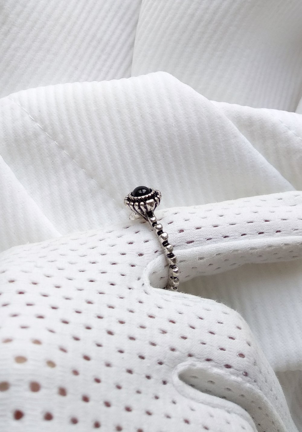 Retro goth Ring silber schwarz Gr. 17.2 (54) occult witchcraft ritual magic Technoqueen chunky Tarot Pinup