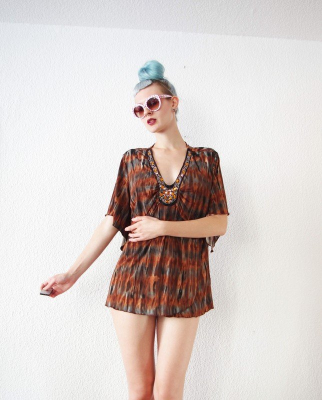 Goaelfen Batik Kleid (NP:90€) Gr. L M S oversized bestickt Hippie Lagenlook