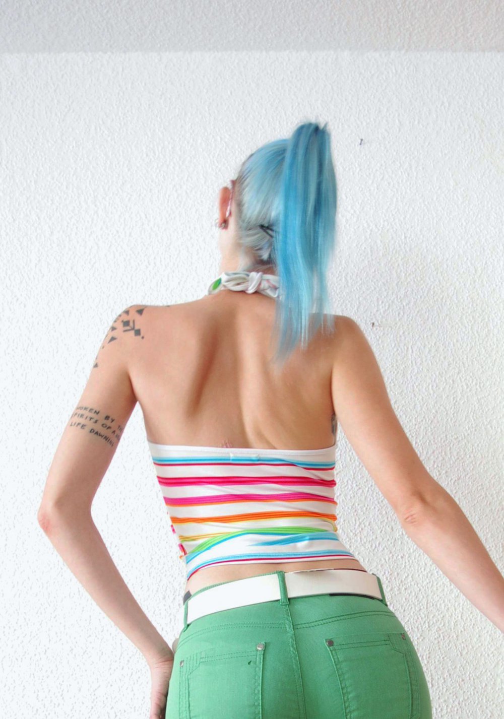 Buntes retro Top Gr. S 36 38 Regenbogen Techno Berghain Rave bunt vintage Pinup