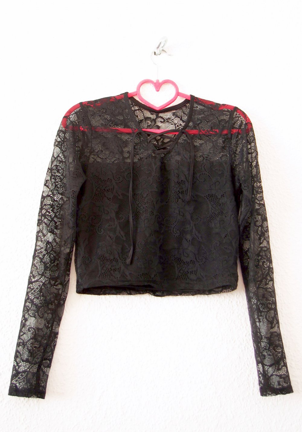 Technoelfen Crop Top Gr. S M Spitzenshirt Langarm Schnürung Goth Lolita