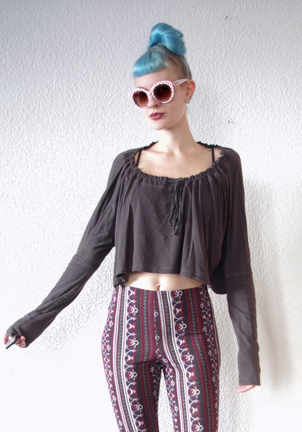 Postapokalyptisches All Saints Crop Top Gr. M Technoelfe y2k GOA Hippie Festival