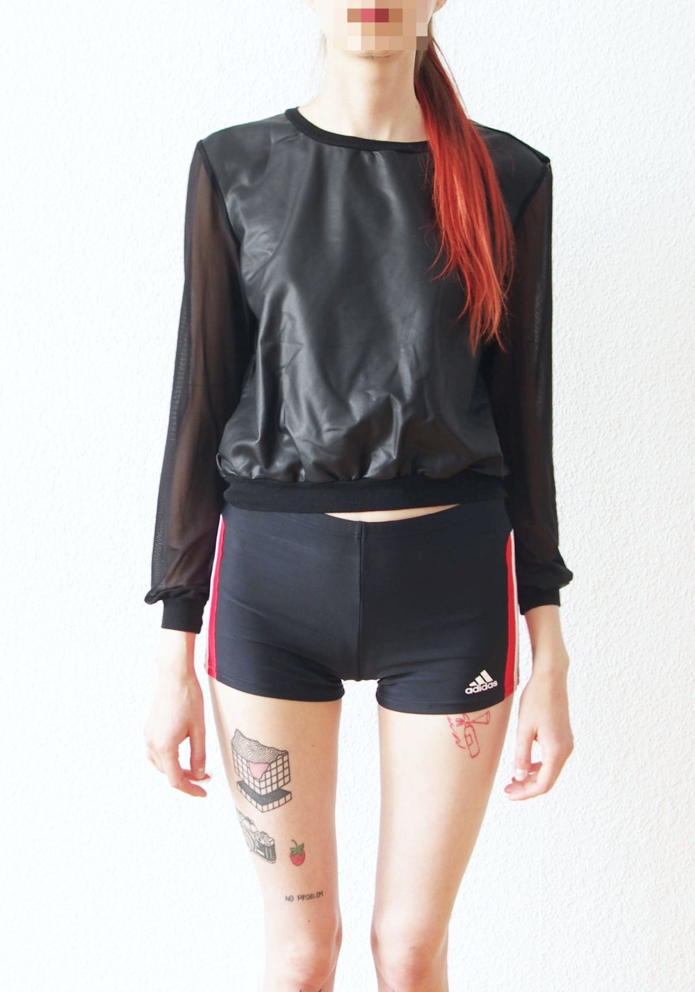 Shiny American Apparel Crop Pullover Gr. XS 34 36 S Mesh Technobarbie Festival Bomber