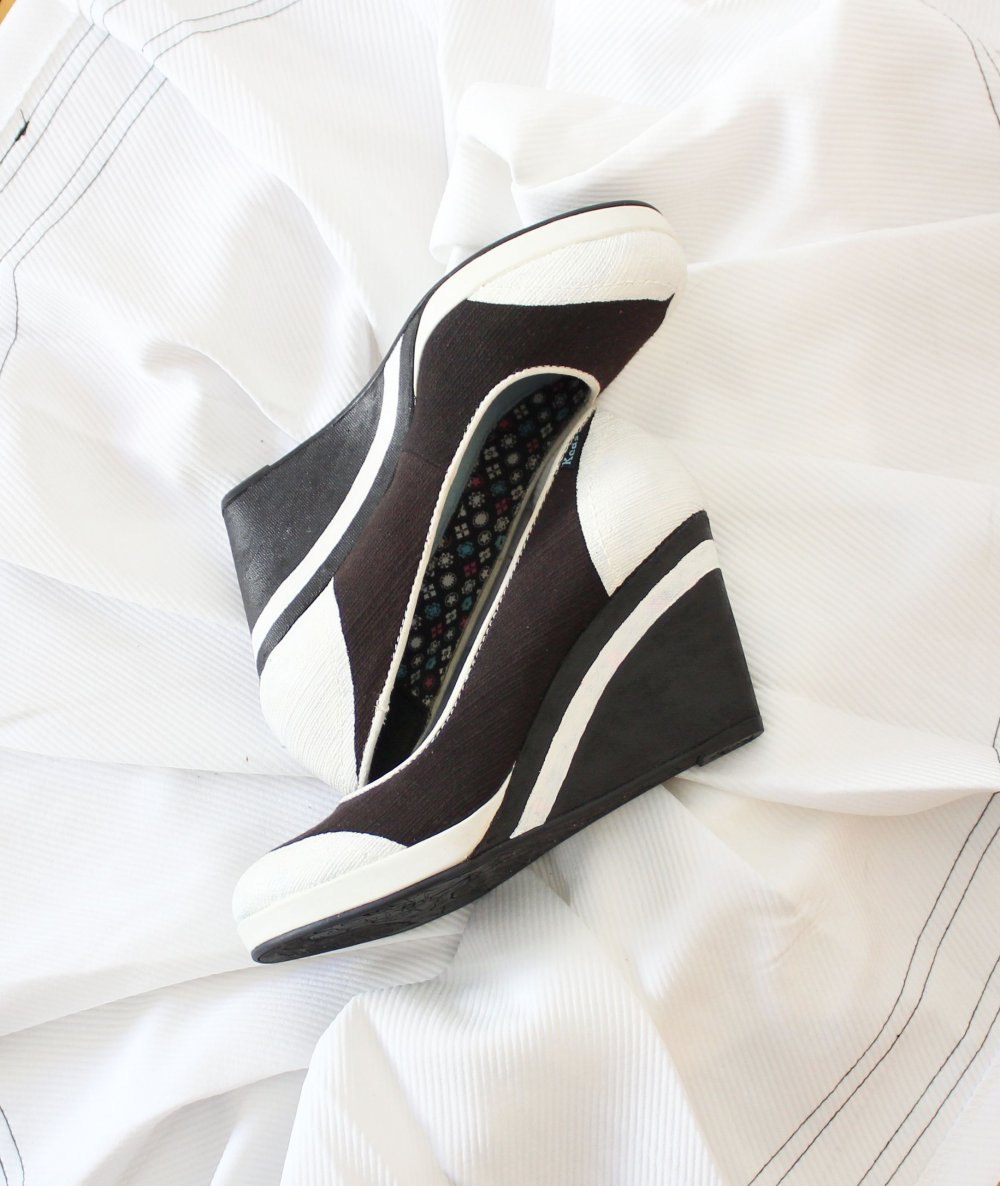 Zuckersüße retro Pumps Gr. 36 Keds schwarz weiß Plateau Wedges BNWT