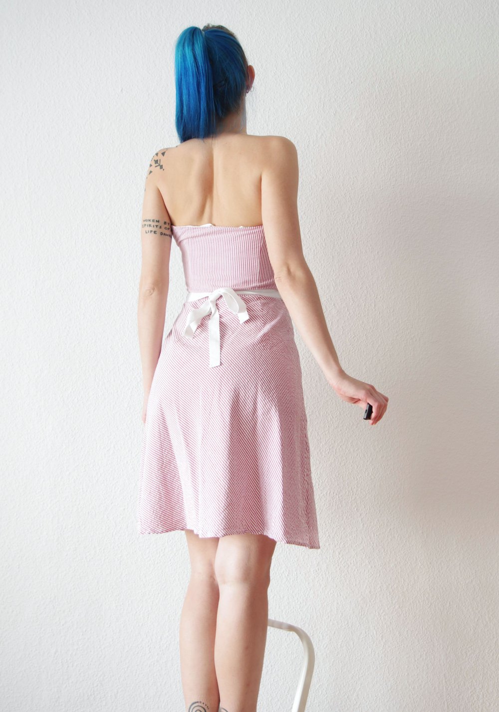 Ärmelloses Pinup Kleid Gr. 2 36 38 Bandeau Streifen elegant Corsage A-Linie