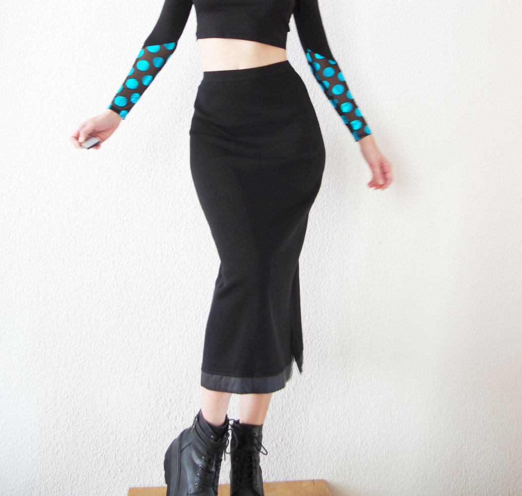 Großartiger schwarzer Maxirock Gr. S 34 36 38 M Merionwolle knöchellang highwaist 