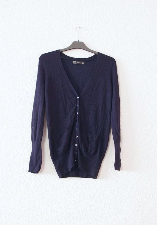 Super weich Zara Pullover Gr. M 38 40 Strickjacke dunkelblau Knöpfe Thermal