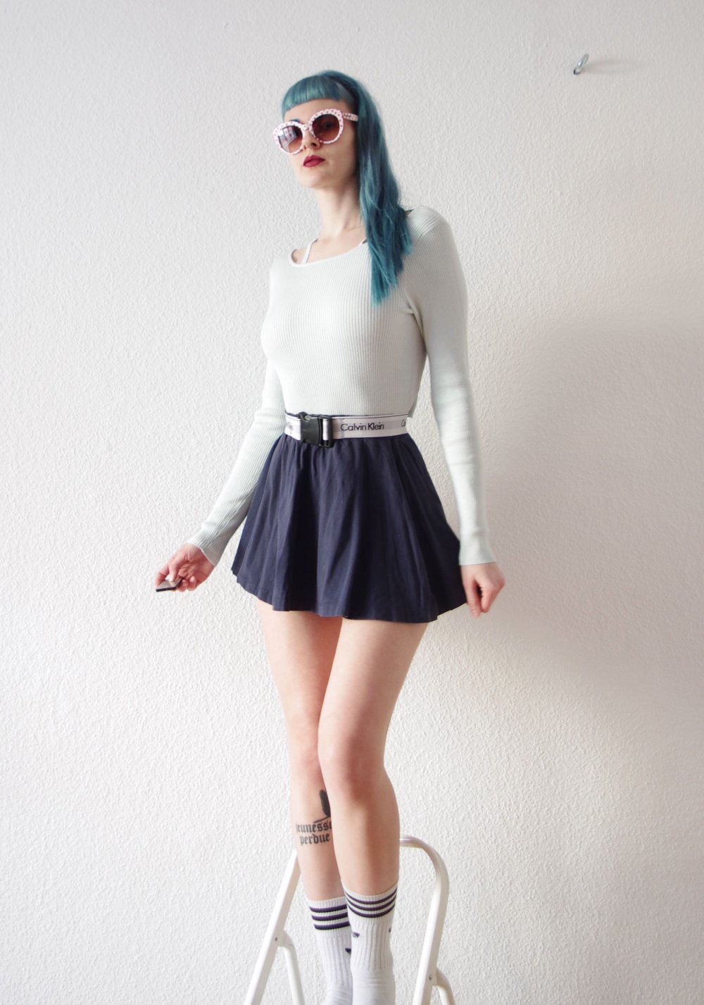 Hellblauer Cutout Crop Pullover Gr. M S gerippt River Island Technobarbie Festival y2k 90er