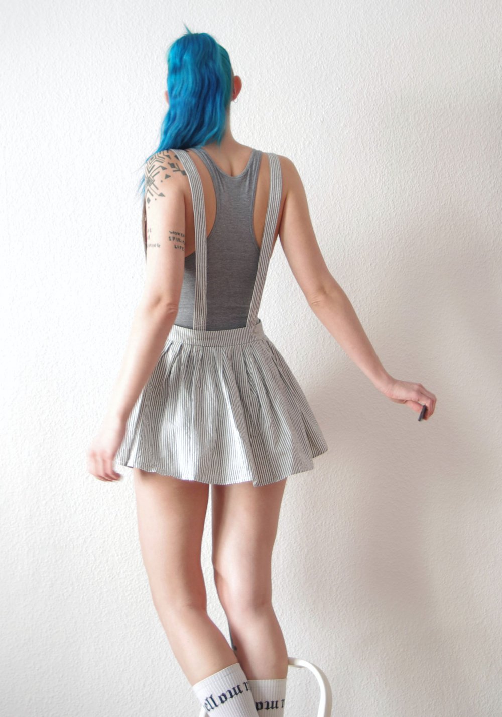Grau melierter American Apparel Stringbody Gr. XS S 34 36 Racerback Technobarbie high leg y2k