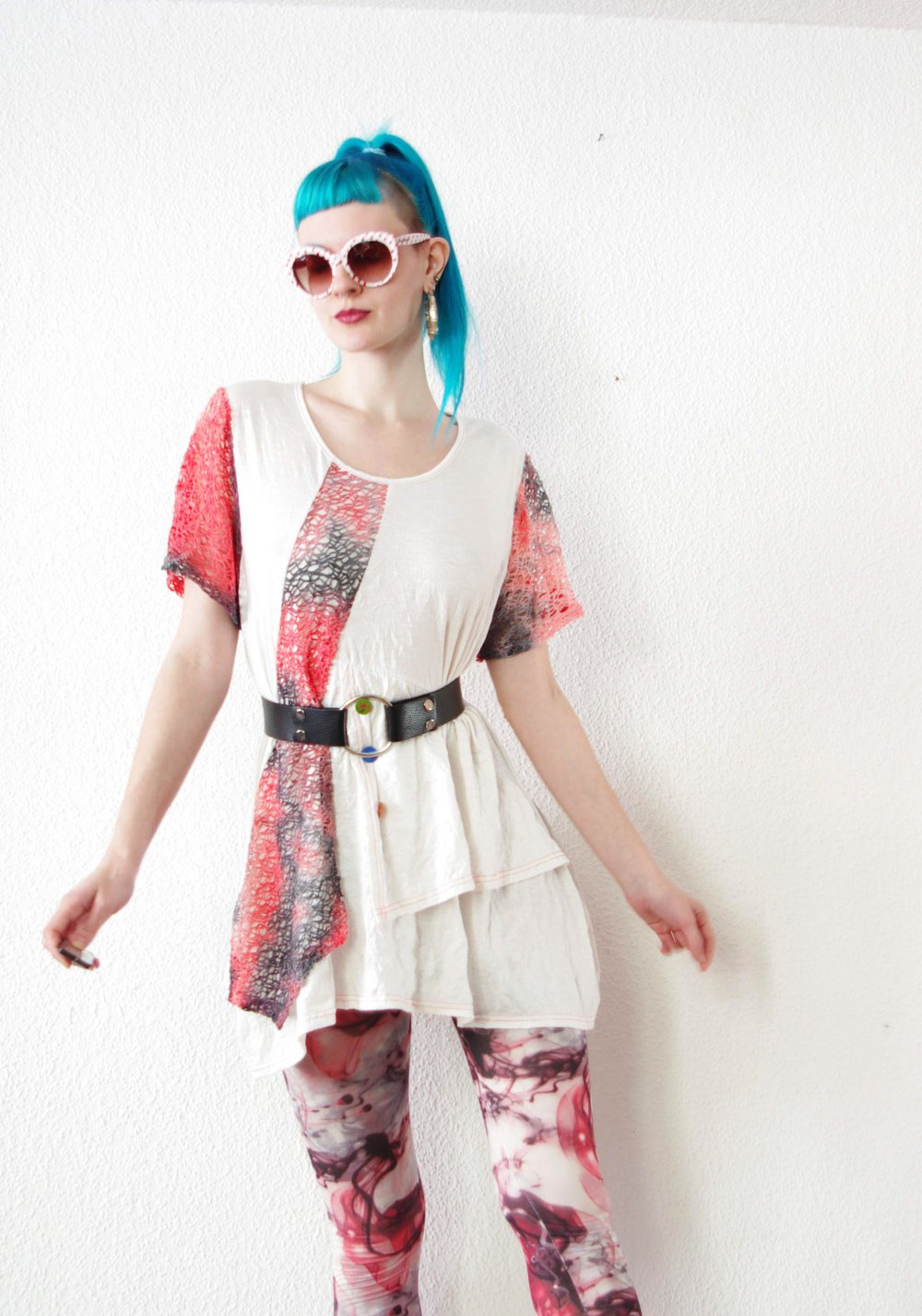 Farbenfrohes Longtop Kleid Gr. L onesize GOA Psychedelic Festival Hippie Batik tie dye