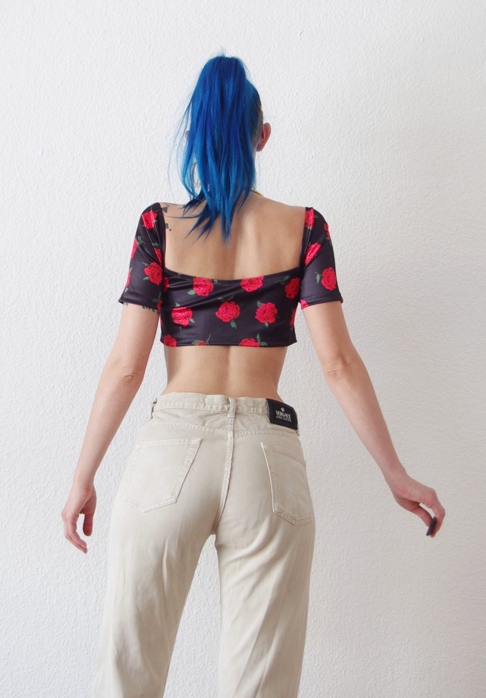 Shiny Offshoulder Crop Top Gr. L M 40 Technopinup Motel bratz Lolita y2k retro Dollskill