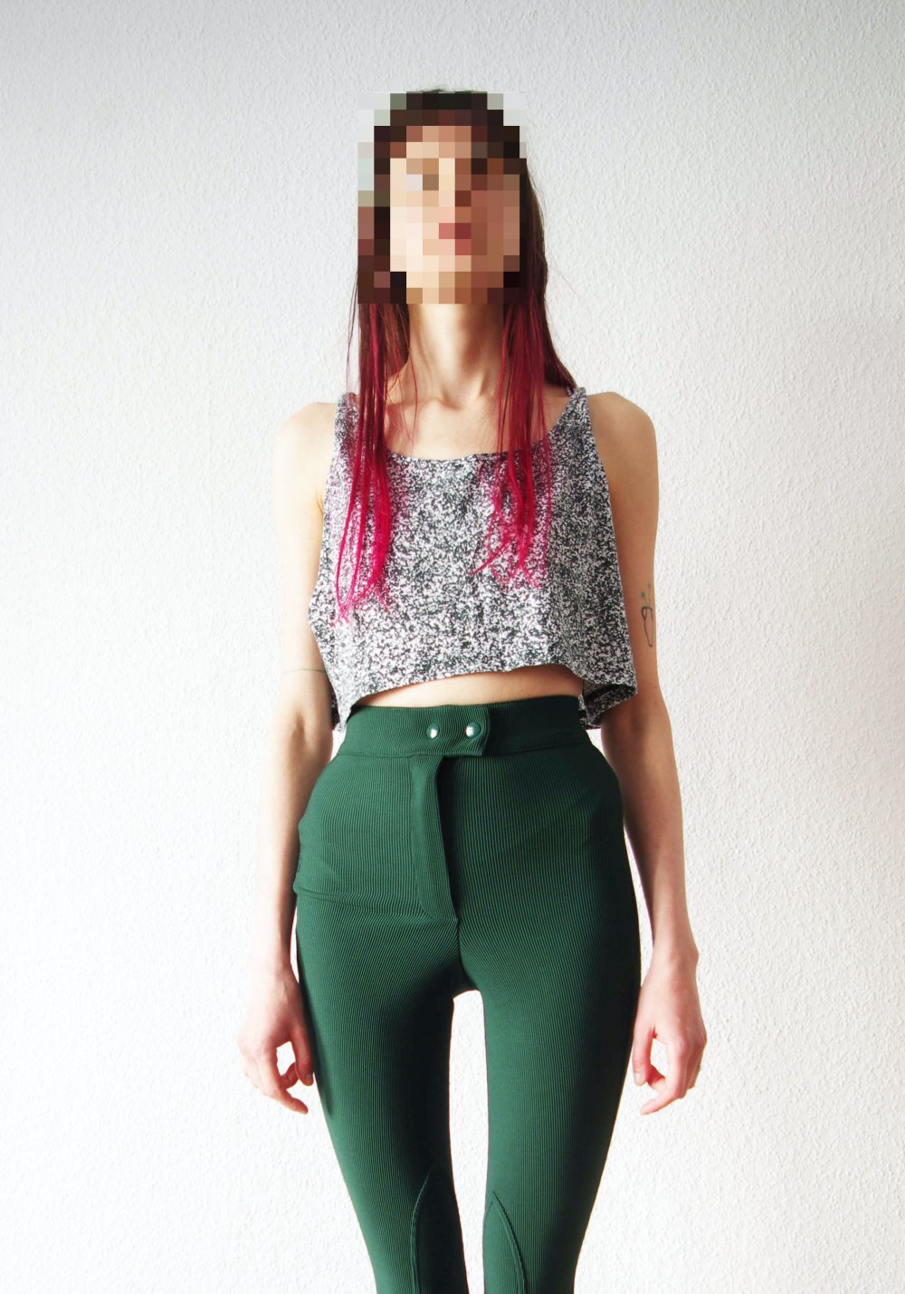 Gemustertes American Apparel oversized Crop Top Gr. S M L Technobarbie Festival