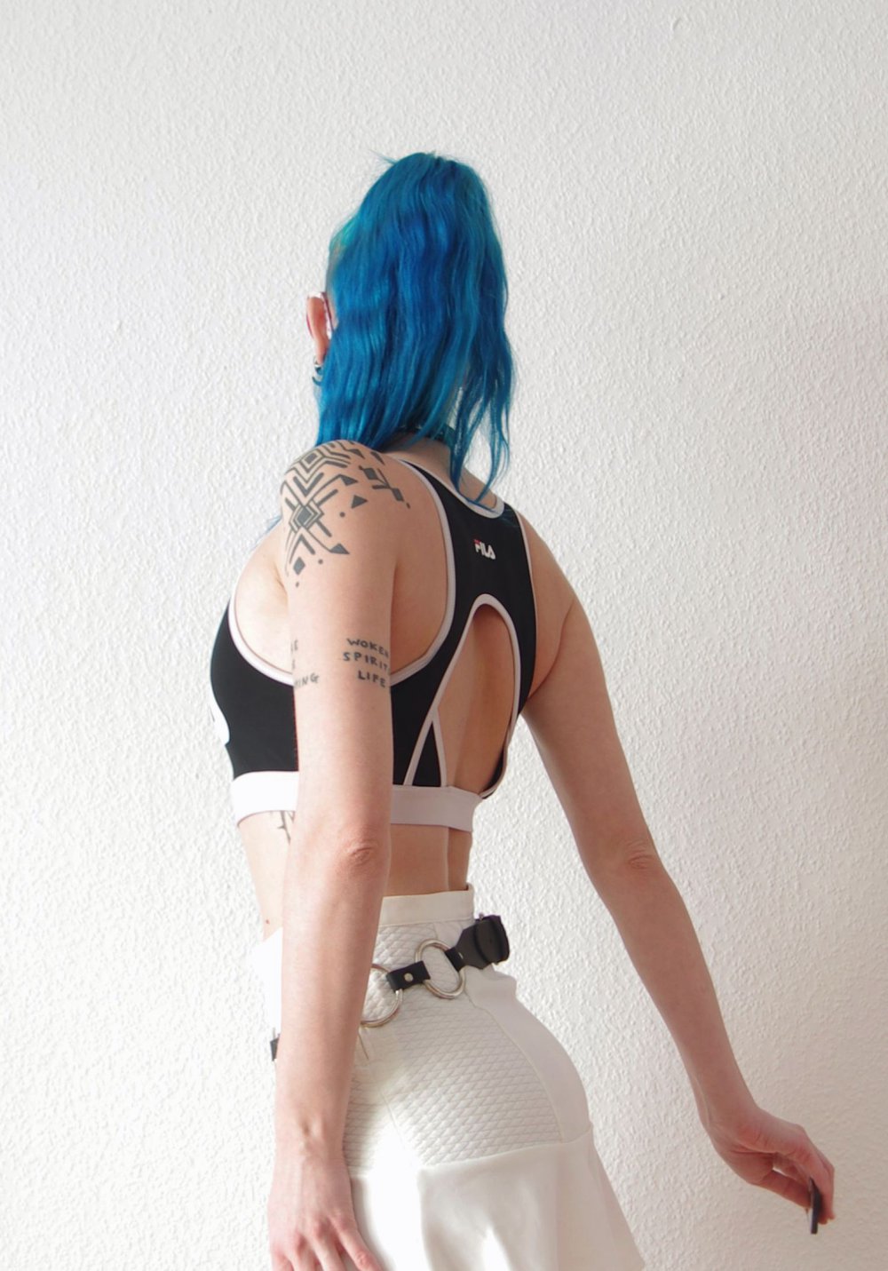 Shiny FILA Logo Track Crop Top Gr. M S 36 38 40 Rave Bustier Technobarbie Festival y2k bratz