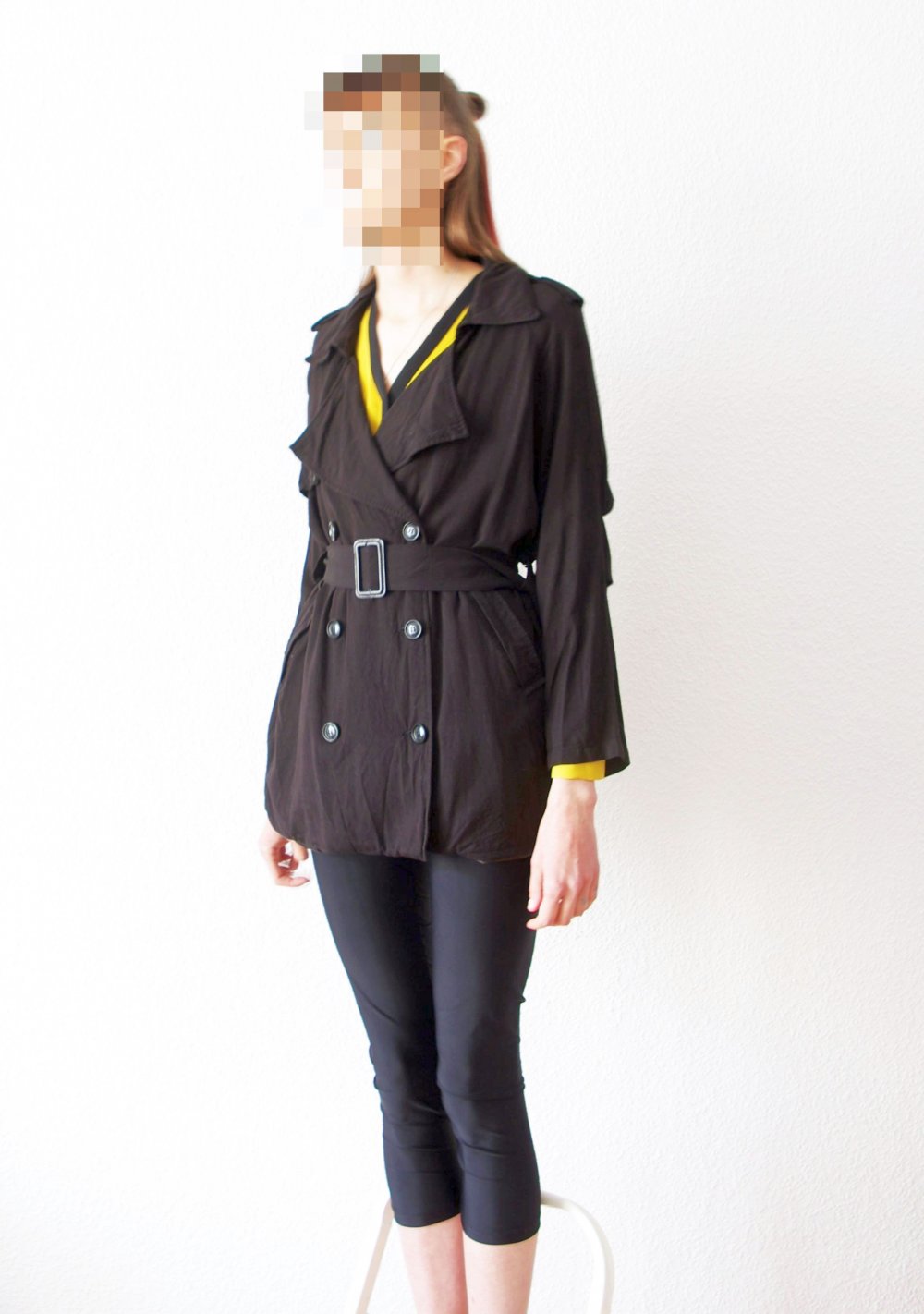 Lässiger Kurzmantel Gr. M 38 40 retro Zweireiher Trenchcoatstyle elegant Jacke Business