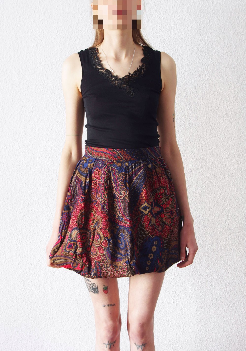 Kurzer highwaist Ballonrock Gr. S 36 vintage hippie Minirock Festival Mandala