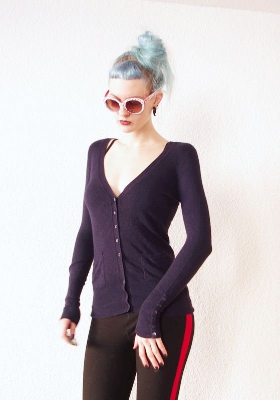 Super weich Zara Pullover Gr. M 38 40 Strickjacke dunkelblau Knöpfe Thermal