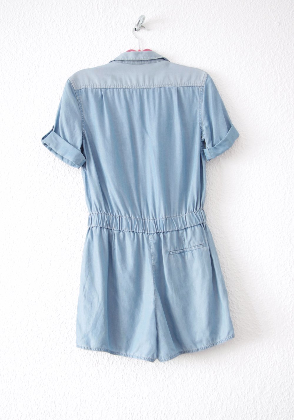 All Saints Jada kurzer Denim Playsuit Gr. 38 S M Jeansoptik Overall Jumpsuit Techno