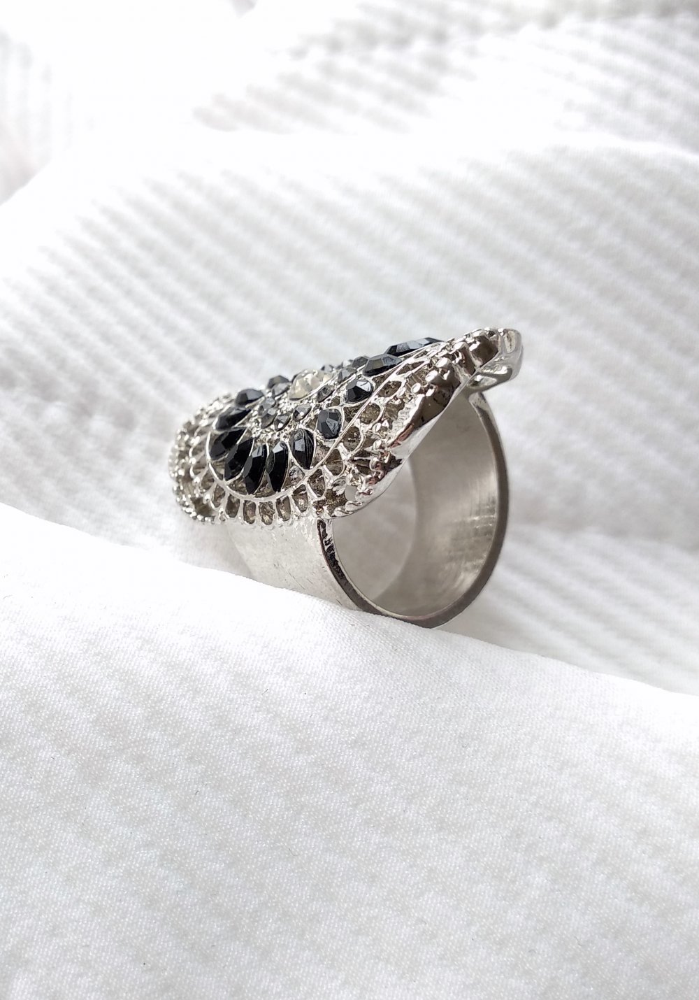 Großer filigraner silberner Ring Gr. 18,5 (58) occult witchcraft Mandala Gravur goth Pinup Festival ritual 