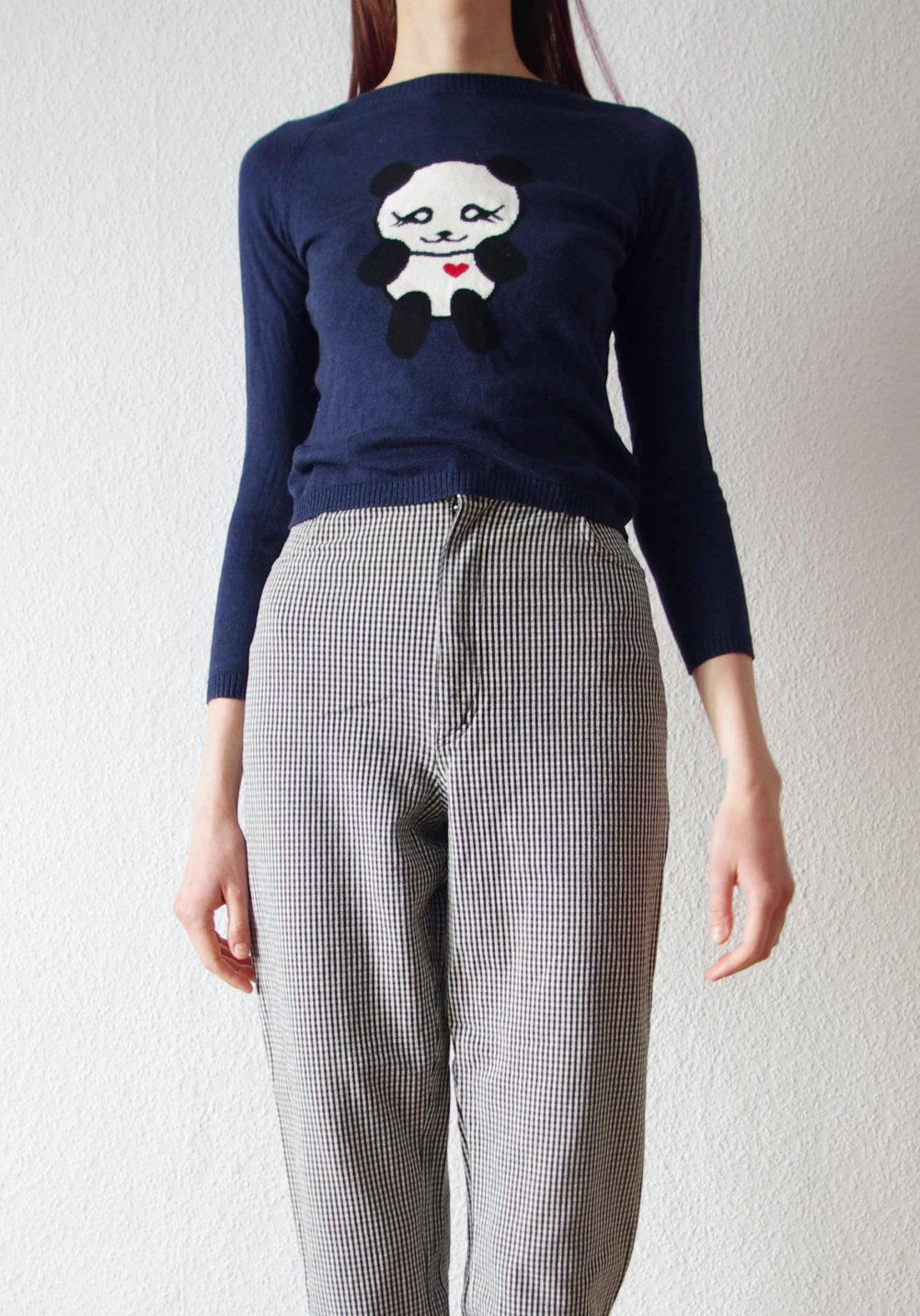 Cutes Twinset Panda Strickpullover Gr. XS S Kaschmir Longsleeve y2k 70er 80er retro