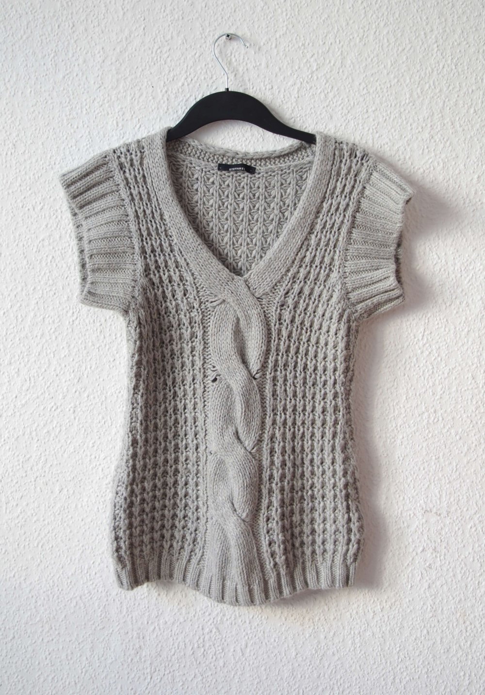 Kuscheliger Stefanel Longpullover Grobstrick Gr. S Wolle Zopfmuster edel 