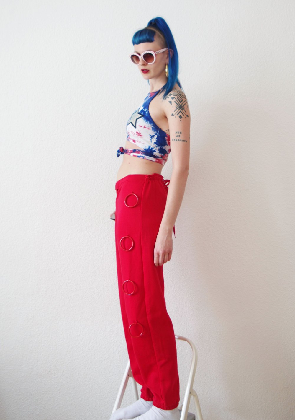 Ausgefallene Cutout Track Pants Gr. L 38 40 Sweatpants Technobarbie Jogginghose bratz y2k